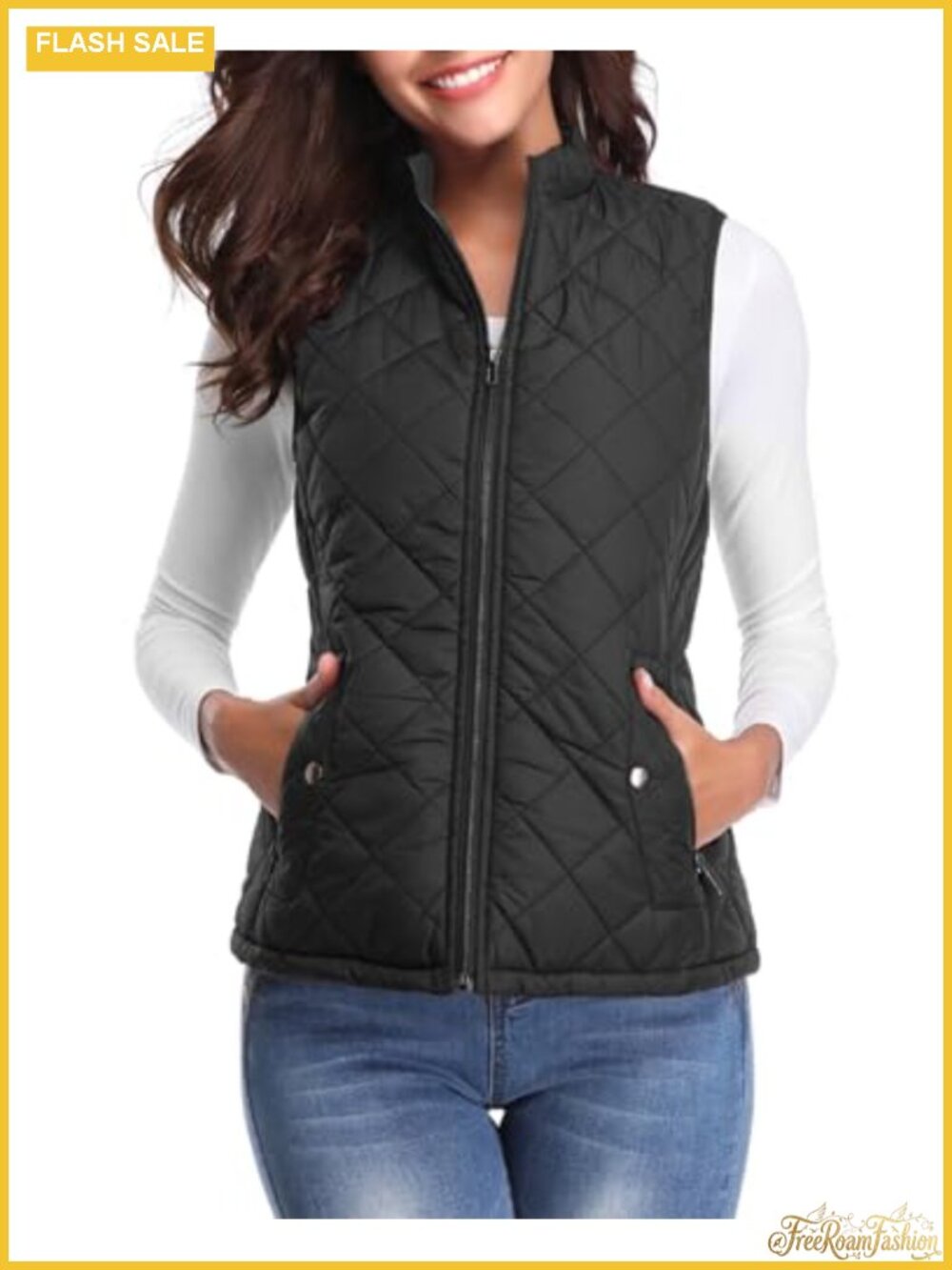 Quilted Puffer Vest Lightweight Zip Gilet Stand Collar Sleeveless